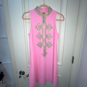 Lilly Pulitzer Pink Dress with Gold Embellishments